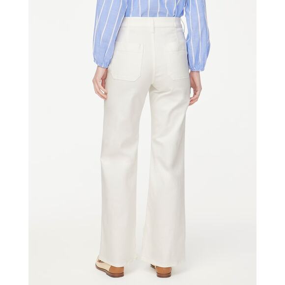 J Crew Women's 33 (36 x 30) Jean Slim Wide Leg Full Length White Denim High Rise - Picture 2 of 14